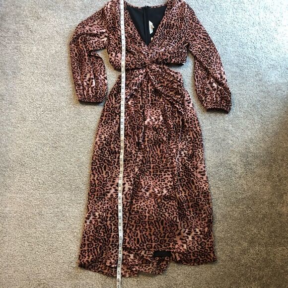 NWT ANTHROPOLOGIE Ranna Hill Floral Leopard Print Cut Out Midi Dress Size XS - Picture 15 of 16